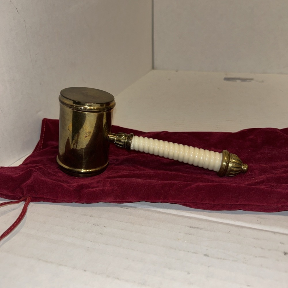 Vintage Brass Gavel, Mallet with Reeded Handle Auctioneer Judge C1